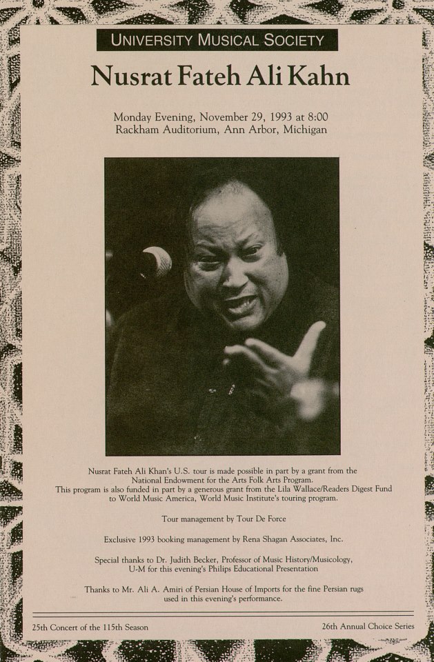 Nusrat Fateh Ali Khan, 1993 Poster US