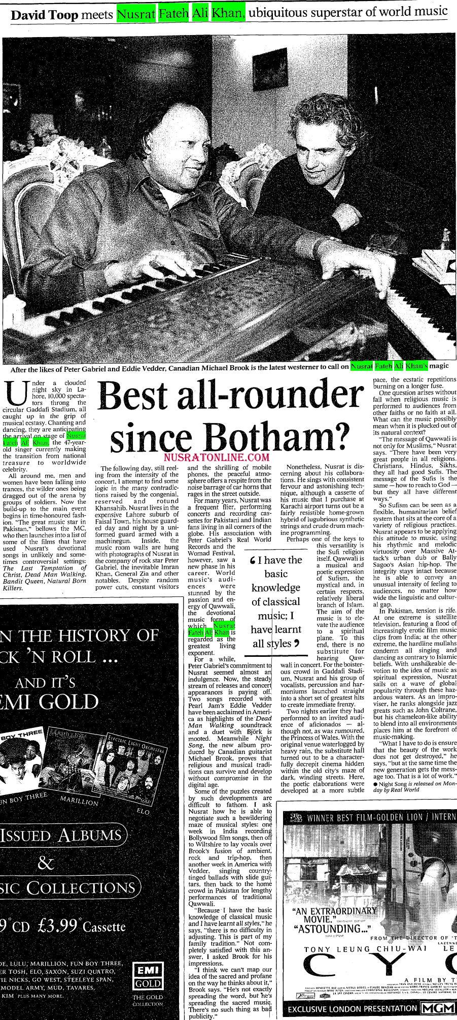 David Toops meets Nusrat Fateh Ali Khan, Ubiquitous superstar of world music